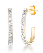 Load image into Gallery viewer, 18K Yellow Gold over Sterling Silver_Diamond Fascination® Diamond Accent Sterling Silver J-Hoop Earrings - iHeart Jewels_I_Heart_1
