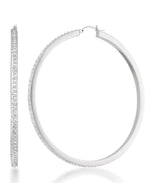 Load image into Gallery viewer, Platinum over Sterling Silver_Diamond Fascination® Diamond Accent Sterling Silver Large Bold Hoop Earrings - iHeart Jewels_I_Heart_1
