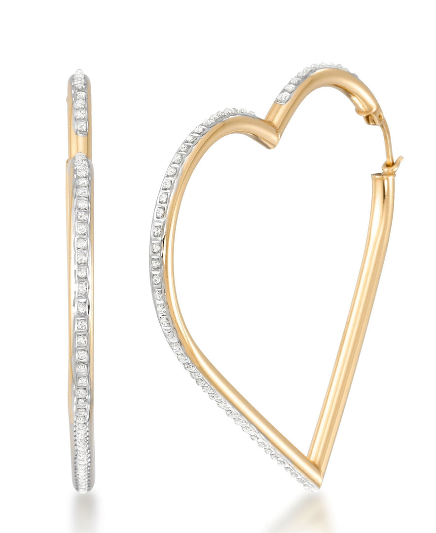 18K Yellow Gold over Sterling Silver_Diamond Fascination® Diamond Accent Sterling Silver Large Heart Shape Hoop Earrings - iHeart Jewels_I_Heart_1