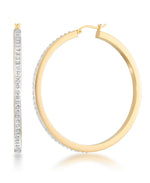 Load image into Gallery viewer, 18K Yellow Gold over Sterling Silver_Diamond Fascination® Diamond Accent Sterling Silver Large Hinged Huggie Hoop Earrings - iHeart Jewels_I_Heart_1
