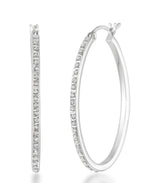 Load image into Gallery viewer, Platinum over Sterling Silver_Diamond Fascination® Diamond Accent Sterling Silver Large Oval Hoop Earrings - iHeart Jewels_I_Heart_2
