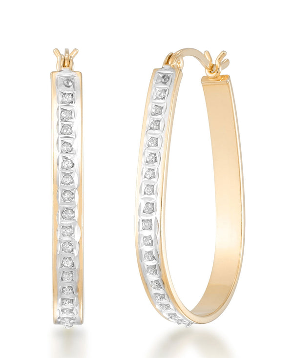 18K Yellow Gold over Sterling Silver_Diamond Fascination® Diamond Accent Sterling Silver Pear Shape Large Hoop Earrings - iHeart Jewels_I_Heart_1