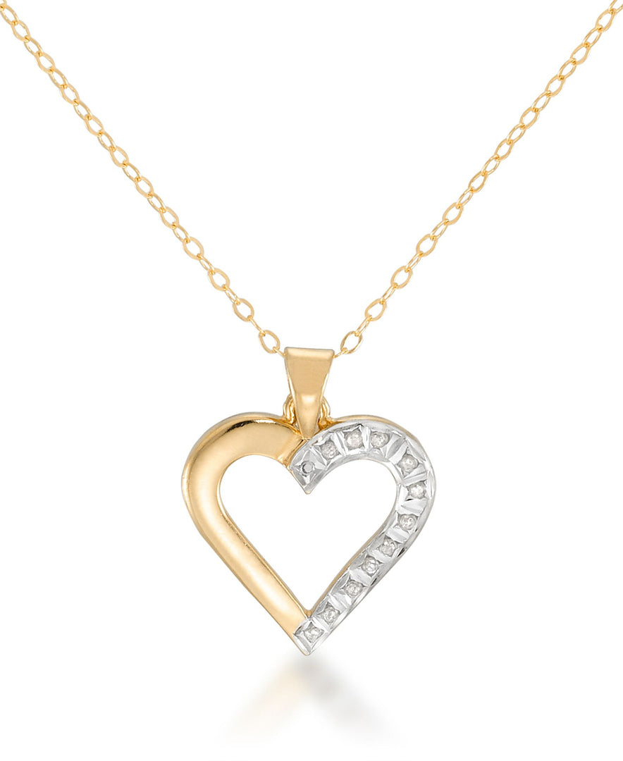 18K Yellow Gold over Sterling Silver_Diamond Fascination® Diamond Accent Sterling Silver Sculpted Heart Pendant - iHeart Jewels_I_Heart_1
