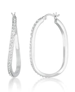 Load image into Gallery viewer, Platinum over Sterling Silver_Diamond Fascination® Diamond Accent Sterling Silver Wave Hoop Earrings - iHeart Jewels_I_Heart_2
