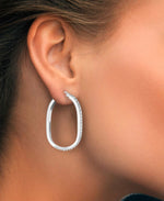 Load image into Gallery viewer, Platinum over Sterling Silver_Diamond Fascination® Diamond Accent Sterling Silver Wave Hoop Earrings - iHeart Jewels_I_Heart_2
