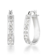 Load image into Gallery viewer, Platinum over Sterling Silver_Diamond Fascination® Diamond Accent Sterling Silver Wide Pear Shape Hoop Earrings - iHeart Jewels_I_Heart_2
