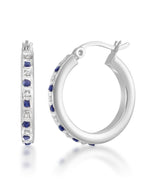 Cargar imagen en el visor de la galería, Platinum over Sterling Silver_Diamond Fascination® Sapphire &amp; Diamond Accent Bold Round Hoop Earrings - iHeart Jewels_I_Heart_1

