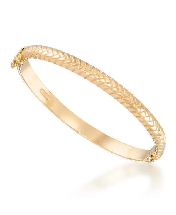 14K Yellow Gold over Sterling Silver_Domed Chevron Bangle Bracelet_I_Heart_1