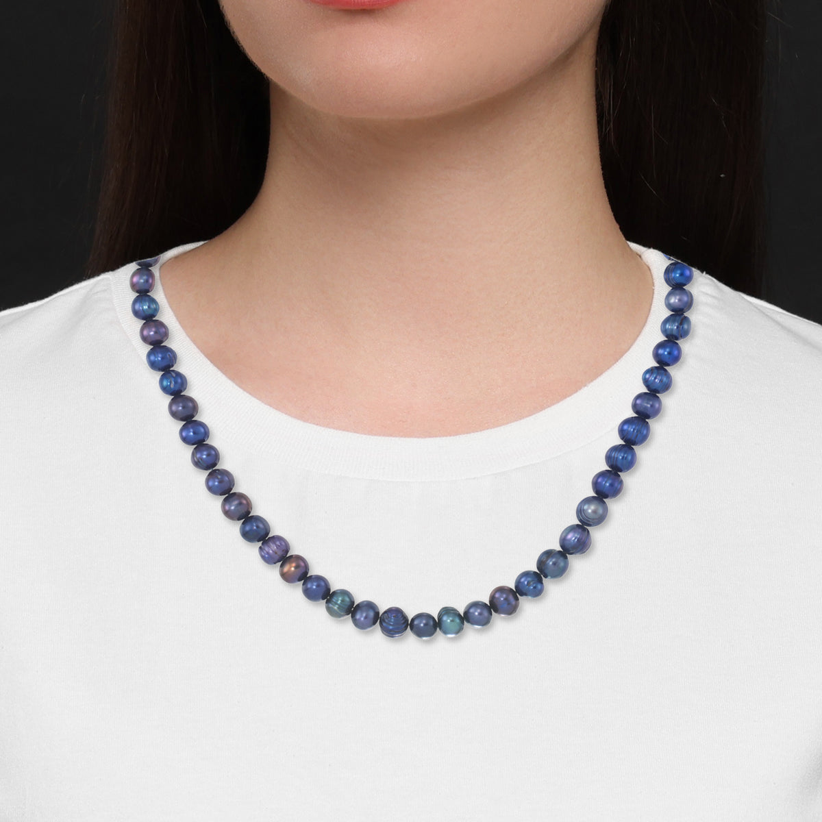 Dramatic Black Dyed Cultured Freshwater Pearl Necklace, 18