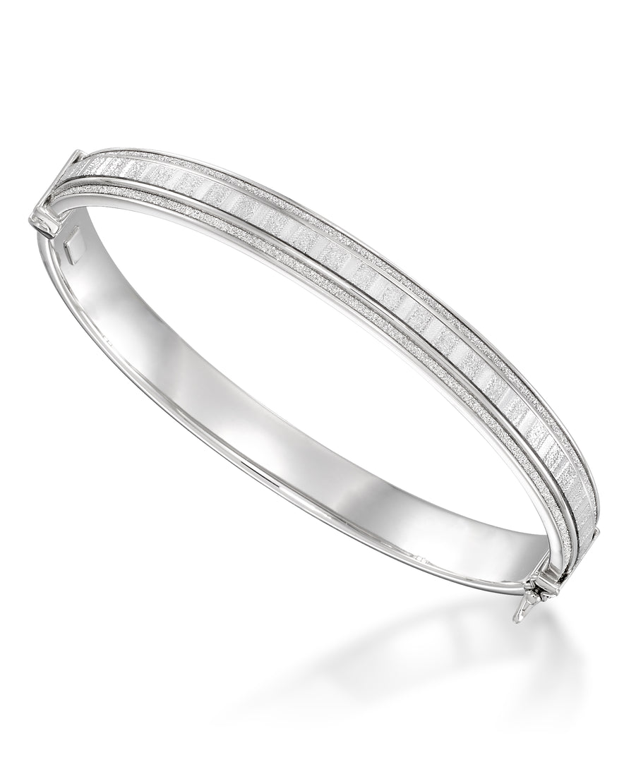 Platinum over Sterling Silver_Estate Style Glitter Bangle_I_Heart_1