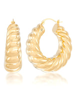 Load image into Gallery viewer, Yellow Gold_Gold Luxe® 14K Yellow Gold Round Hoop Earrings. Dent Resistant, Infused with Nano Diamond Resin Core® - iHeart Jewels_I_Heart_1
