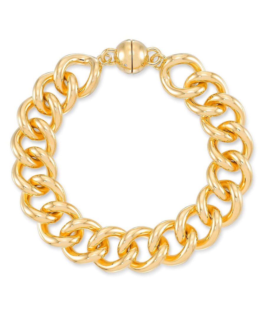 Yellow Gold_Gold Luxe® 14K Yellow Gold Bold Ladies Curb Link Bracelet. Dent Resistant, Infused with Nano Diamond Resin Core®. Average Wrist Size. - iHeart Jewels_I_Heart_1