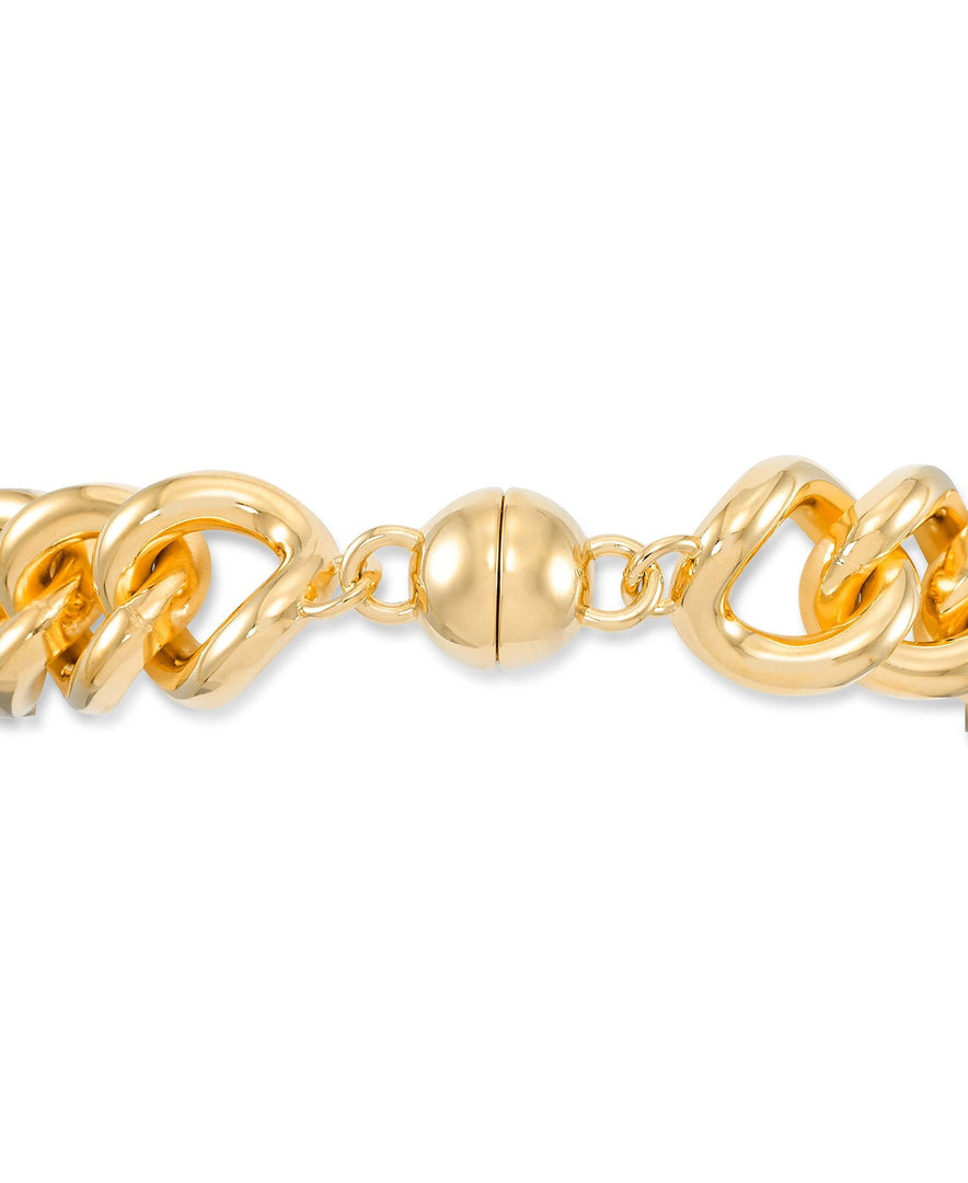 Yellow Gold_Gold Luxe® 14K Yellow Gold Bold Ladies Curb Link Bracelet. Dent Resistant, Infused with Nano Diamond Resin Core®. Average Wrist Size. - iHeart Jewels_I_Heart_1