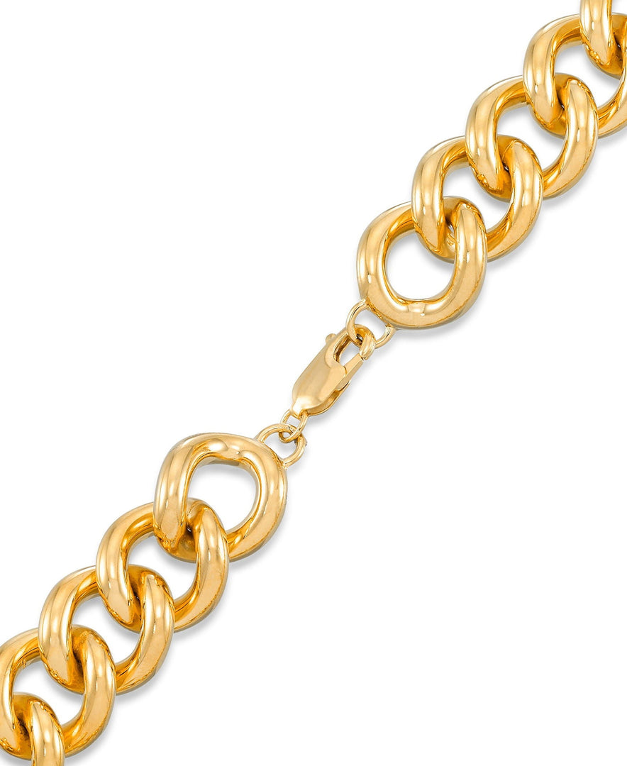Yellow Gold_Gold Luxe® 14K Gold Bold Ladies Curb Link Necklace, 18". Dent Resistant, Infused with Nano Diamond Resin Core®_I_Heart_1