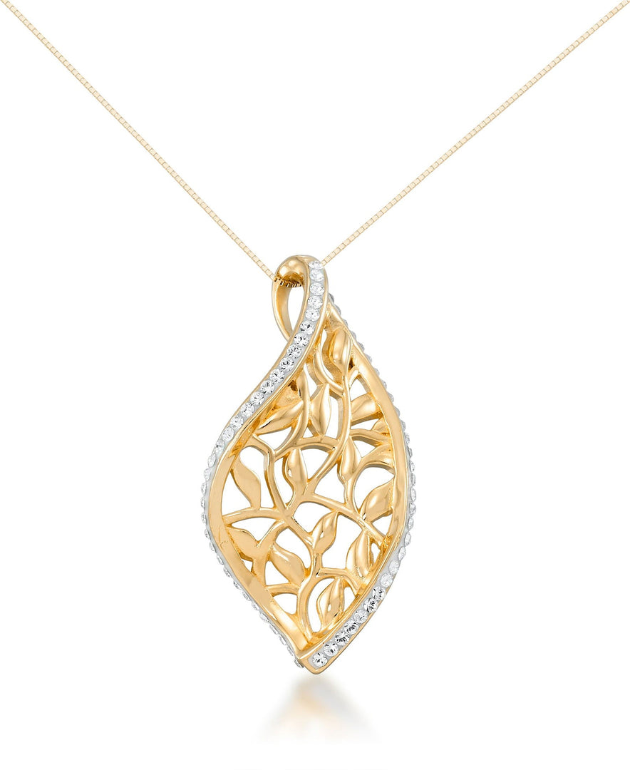 Yellow Gold_Gold Luxe® 14K Yellow Gold Free Form Pendant with Brilliant Pave Crystal Frame, 18" Chain. Dent Resistant, Infused with Nano Diamond Resin Core® - iHeart Jewels_I_Heart_1