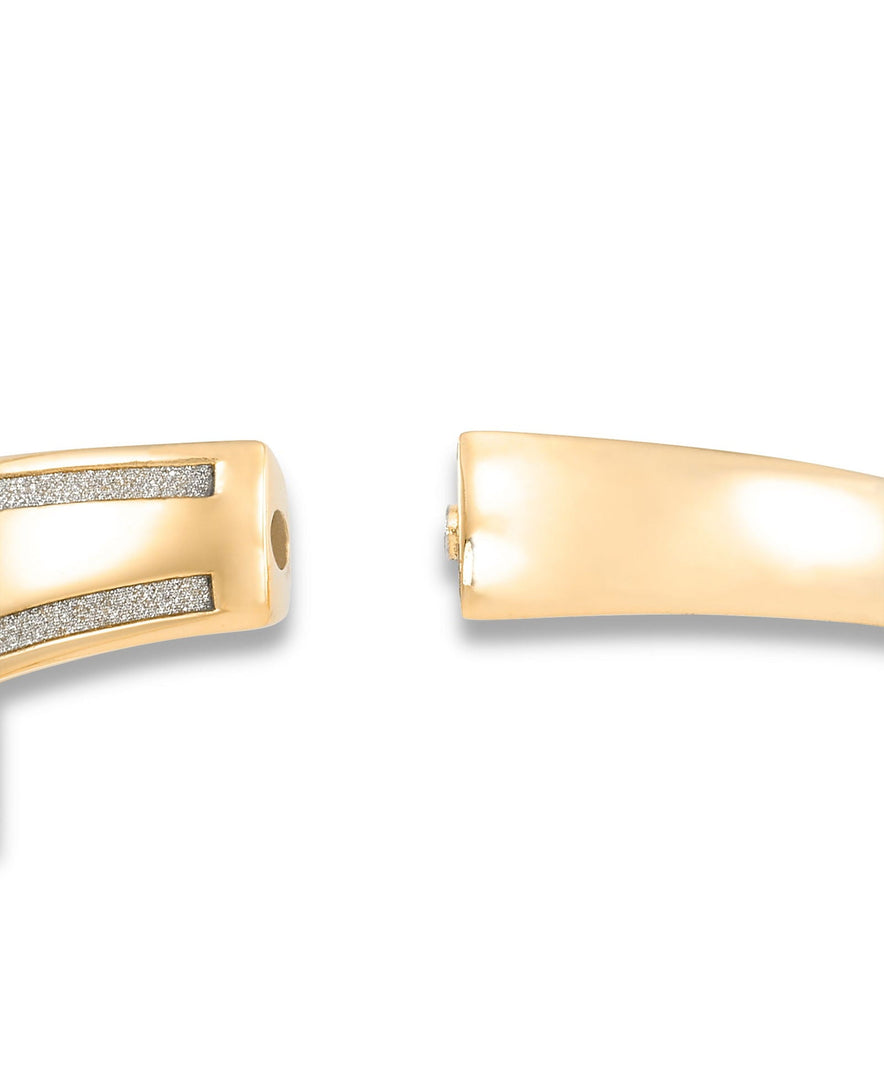 Yellow Gold_Gold Luxe® 14K Yellow Gold Graduated Bangle with Glittery Frame. Dent Resistant, Infused with Nano Diamond Resin Core®. Average Wrist Size. - iHeart Jewels_I_Heart_1