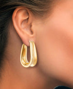 Load image into Gallery viewer, Yellow Gold_Gold Luxe® 14K Yellow Gold Graduated Sculpted Hoop Earrings. Dent Resistant, Infused with Nano Diamond Resin Core® - iHeart Jewels_I_Heart_1
