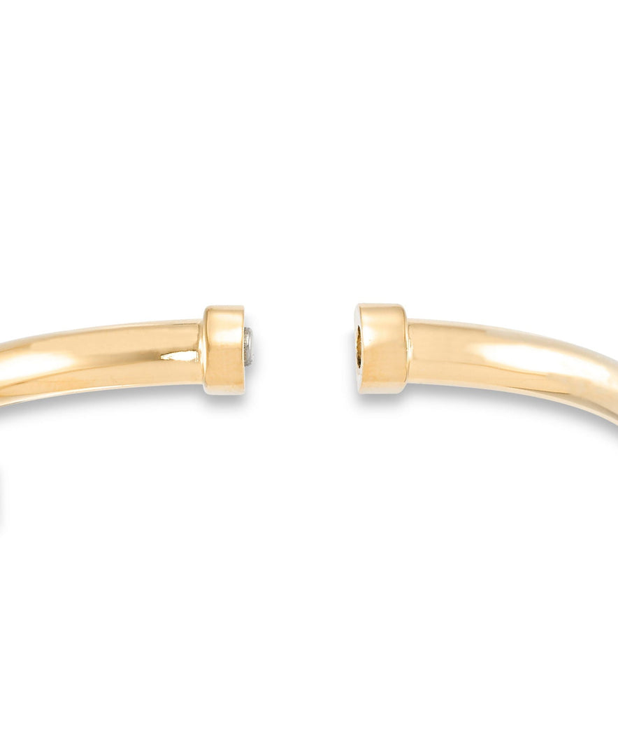 Yellow Gold_Gold Luxe® 14K Yellow Gold High Polished Domed Bangle. Dent Resistant, Infused with Nano Diamond Resin Core®. Average Wrist Size. - iHeart Jewels_I_Heart_1