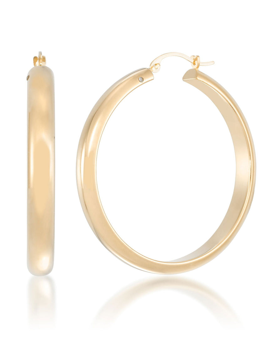 Yellow Gold_Gold Luxe® 14K Yellow Gold Large Domed Hoop Earrings. Dent Resistant, Infused with Nano Diamond Resin Core® - iHeart Jewels_I_Heart_1