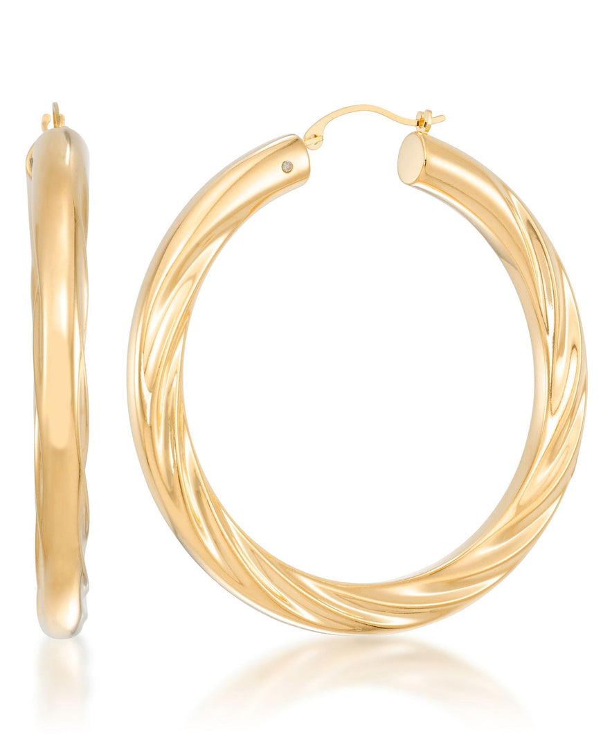 Yellow Gold_Gold Luxe® 14K Yellow Gold Large Twist Hoop Earrings. Dent Resistant, Infused with Nano Diamond Resin Core® - iHeart Jewels_I_Heart_1