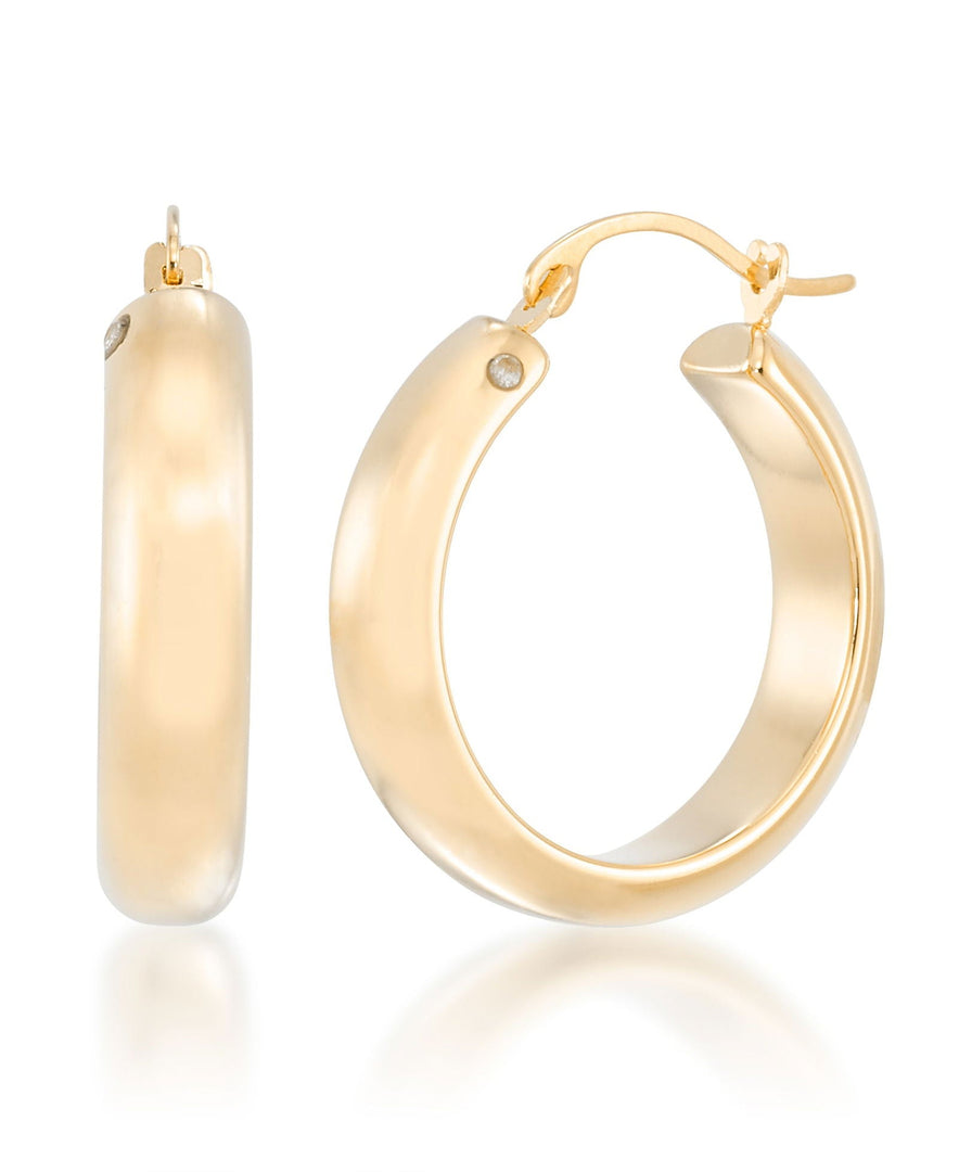 Yellow Gold_Gold Luxe® 14K Yellow Gold Medium Domed Hoop Earrings. Dent Resistant, Infused with Nano Diamond Resin Core® - iHeart Jewels_I_Heart_1