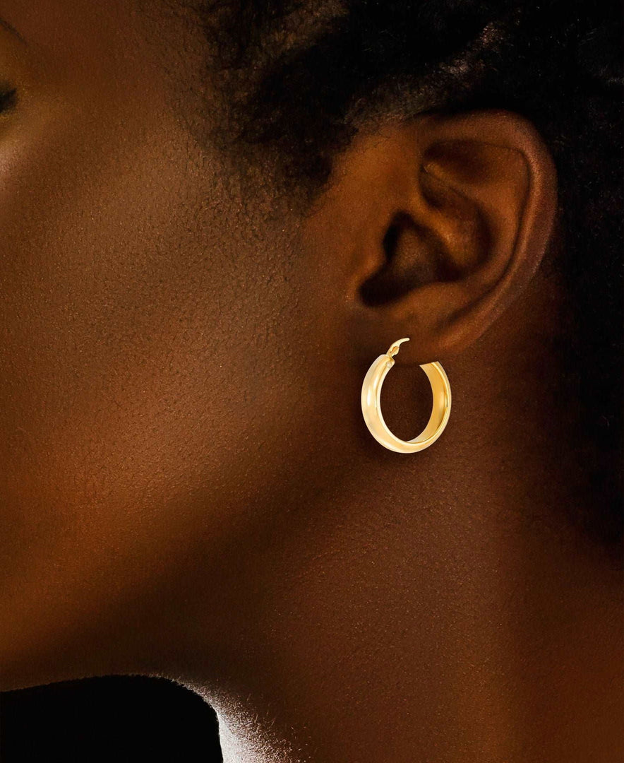 Yellow Gold_Gold Luxe® 14K Yellow Gold Medium Domed Hoop Earrings. Dent Resistant, Infused with Nano Diamond Resin Core® - iHeart Jewels_I_Heart_1