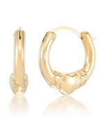 Load image into Gallery viewer, Yellow Gold_Gold Luxe® 14K Yellow Gold  Petite Claddagh Hoop Earrings. Dent Resistant, Infused with Nano Diamond Resin Core® - iHeart Jewels_I_Heart_1
