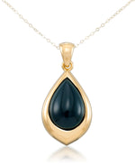 Load image into Gallery viewer, Yellow Gold_Gold Luxe® 14K Yellow Gold Teardrop Necklace with Genuine Onyx, 18&quot; Chain. Dent Resistant, Infused with Nano Diamond Resin Core® - iHeart Jewels_I_Heart_1

