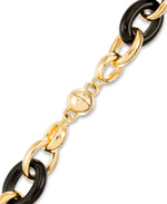 Load image into Gallery viewer, Yellow Gold_Gold Luxe® 14K Yellow Gold and Genuine Onyx Oval Rolo Link Necklace, 18&quot;.  Dent Resistant, Infused with Nano Diamond Resin Core® - iHeart Jewels_I_Heart_1

