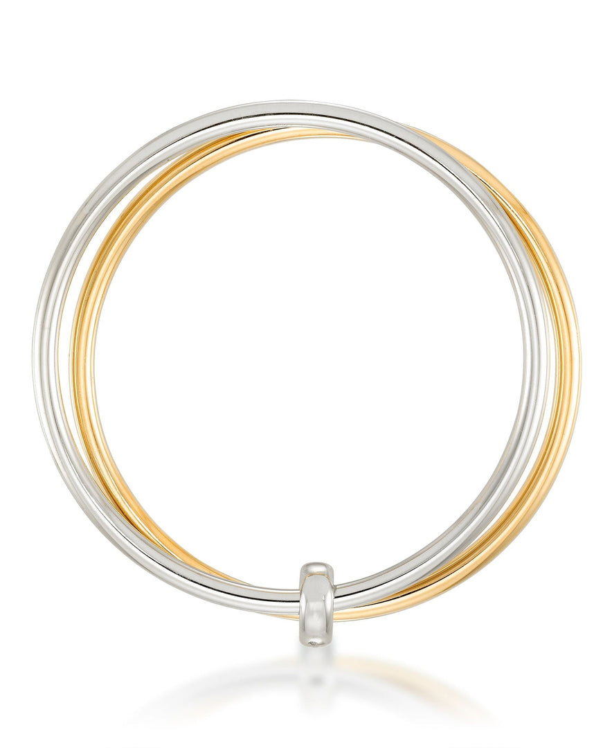 Two-Tone_Gold Luxe® 14K Yellow  and White Gold Double Slip On Bangle. Dent Resistant, Infused with Nano Diamond Resin Core®. Average Wrist Size. - iHeart Jewels_I_Heart_1
