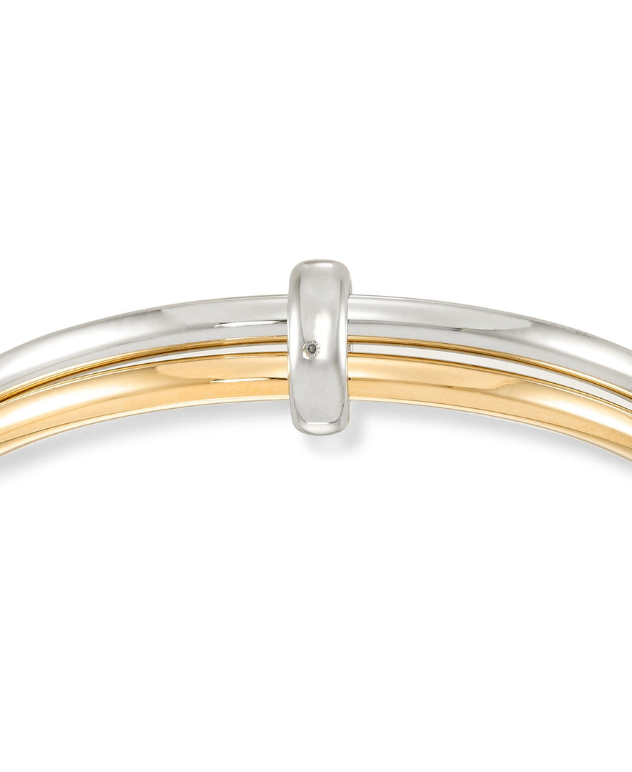 Two-Tone_Gold Luxe® 14K Yellow  and White Gold Double Slip On Bangle. Dent Resistant, Infused with Nano Diamond Resin Core®. Average Wrist Size. - iHeart Jewels_I_Heart_1