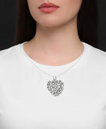 Cargar imagen en el visor de la galería, Platinum over Sterling Silver_Filigree Heart Pendant, 18&quot;_I_Heart_1
