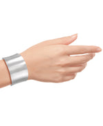 Load image into Gallery viewer, Platinum over Sterling Silver_Frosted Wide Cuff Bangle Bracelet_I_Heart_1
