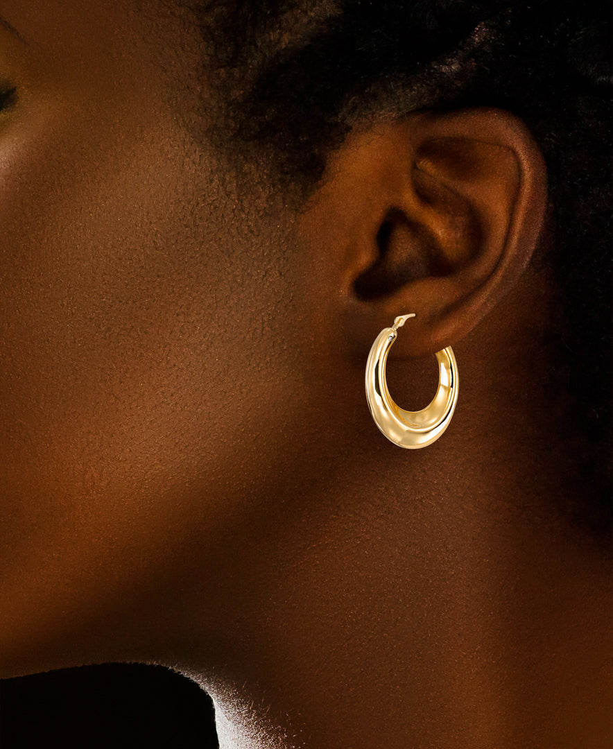 Yellow Gold_Gold Luxe® 14K Yellow Gold Graduated Hoop earrings. Dent Resistant, Infused with Nano Diamond Resin Core® - iHeart Jewels_I_Heart_1