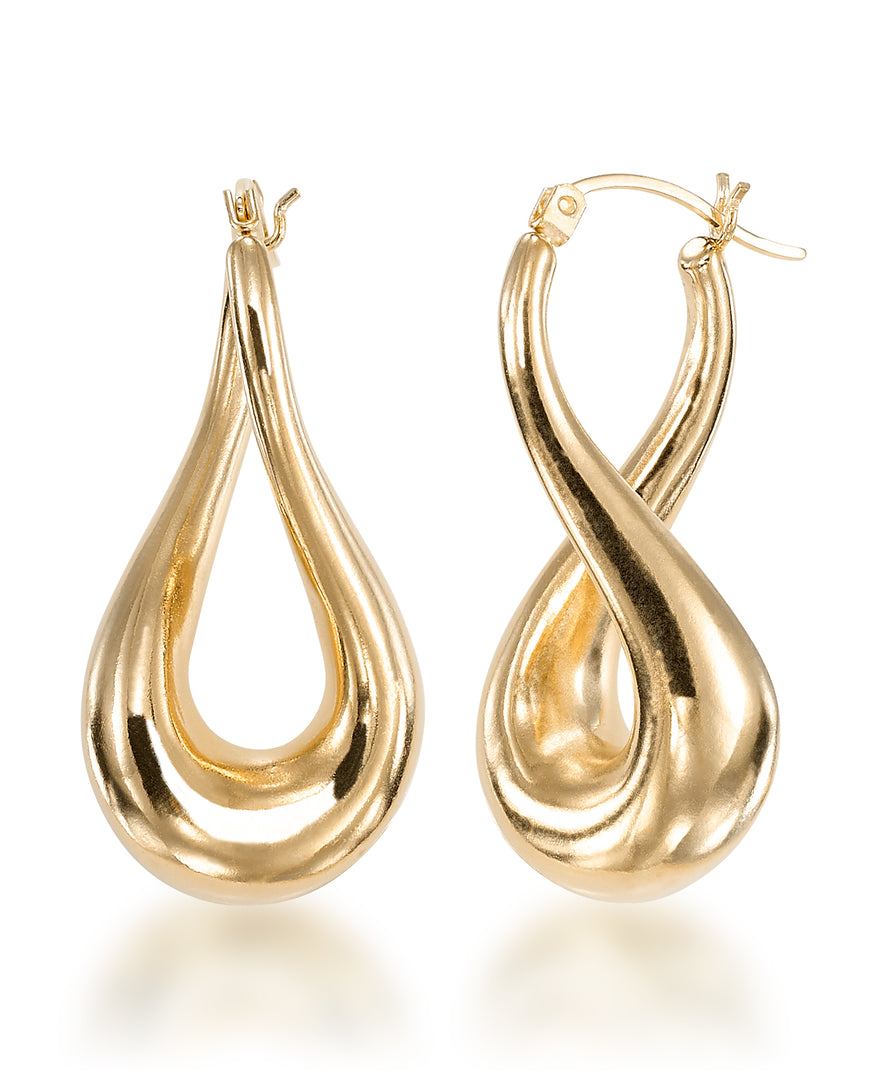 Gold Luxe® 14K Gold Figure Eight Wave Hoop Earrings. Dent Resistant, Infused with Nano Diamond Resin Core®