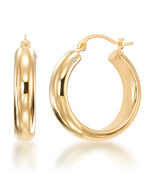 Load image into Gallery viewer, Yellow Gold_Gold Luxe® 14K Yellow Gold Medium Domed Hoop Earrings. Dent Resistant, Infused with Nano Diamond Resin Core® - iHeart Jewels_I_Heart_1
