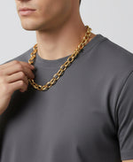 Cargar imagen en el visor de la galería, Yellow_Gold_Gold Luxe® 14K Gold Bold Oval Link Necklace with magnetic Closure, 18&quot;.  Dent Resistant, Infused with Nano Diamond Resin Core®_I_Heart_1
