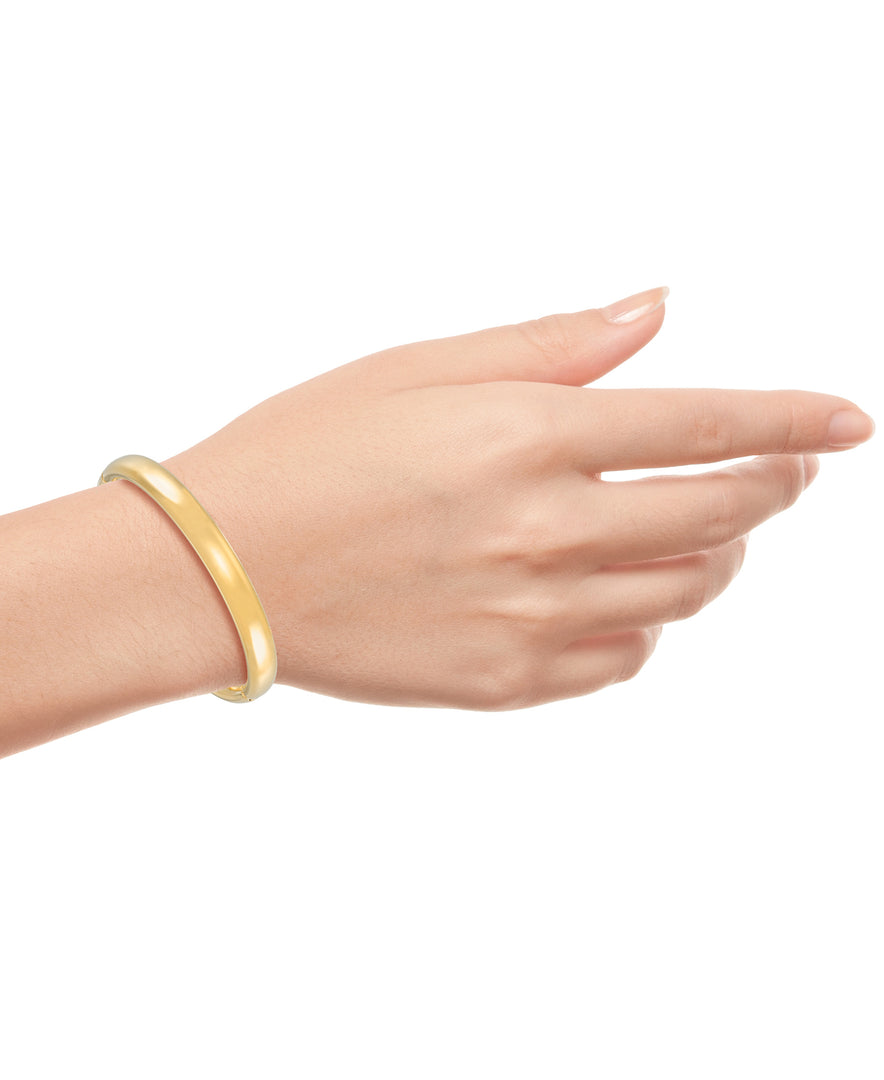 Yellow Gold_Gold Luxe® 14K Yellow Gold Bold Domed Bangle. Dent Resistant, Infused with Nano Diamond Resin Core®. Average Wrist Size. - iHeart Jewels_I_Heart_1