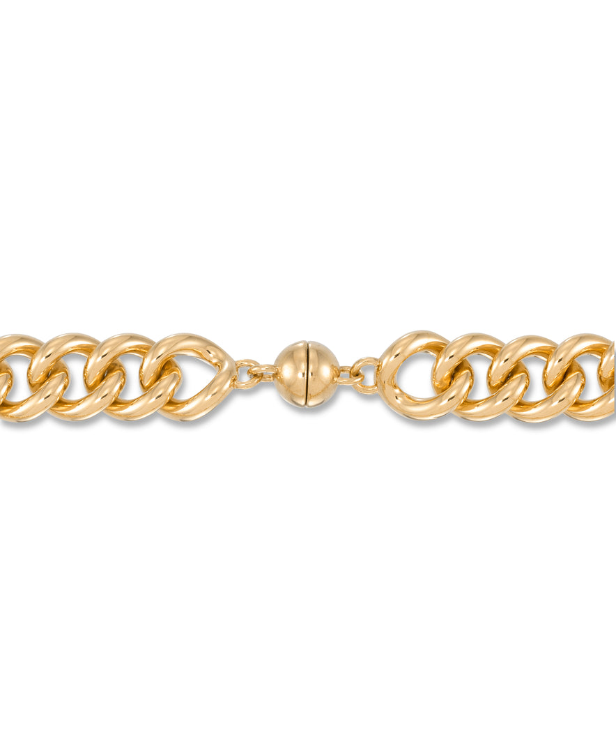 Yellow Gold_Gold Luxe® 14K Gold Genuine Black Faceted Onyx Centerpiece Curb Link Necklace. Dent Resistant, Infused with Nano Diamond Resin Core®_I_Heart_1
