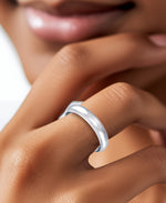 Load image into Gallery viewer, White_Gold_Gold Luxe® 14K Gold High Polished Domed Band Ring Dent Resistant, Infused with Nano Diamond Resin Core®_I_Heart_2
