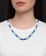 Load image into Gallery viewer, 18K Yellow Gold over Sterling Silver_Graduated Lapis and Icy Blue Quartz Toggle Necklace_I_Heart_1
