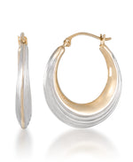 Load image into Gallery viewer, Two-Tone_Graduated Two Tone Round Hoop Earrings in 14K Yellow and Platinum over Sterling Silver_I_Heart_1
