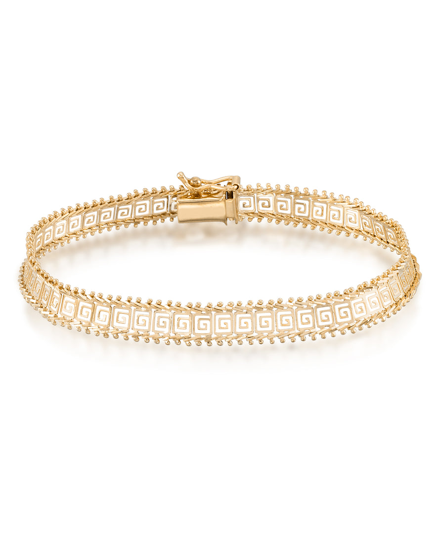 14K Yellow Gold over Sterling Silver_Greek Key Riccio Bracelet, 7"_I_Heart_1