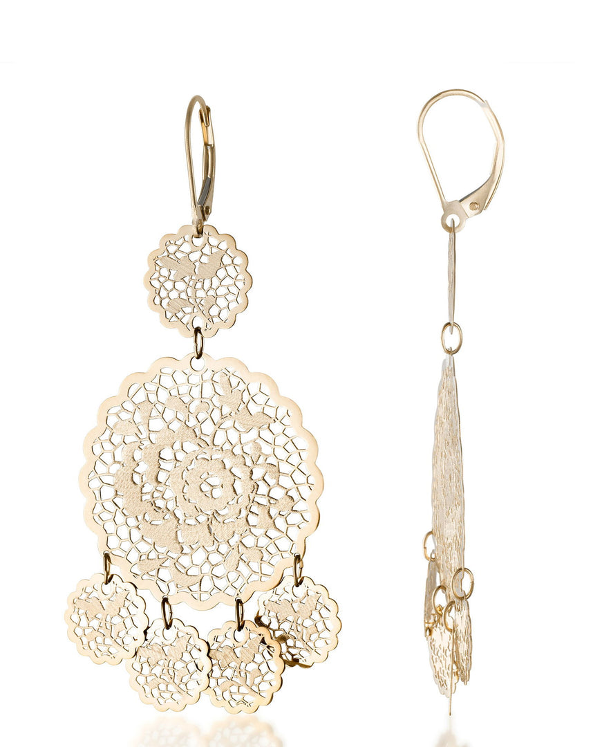 Yellow Gold_14K Gold Filigree Chandelier Drop Earrings. Made in Italy_I_Heart_1