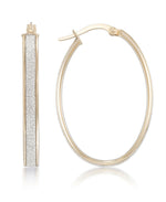Load image into Gallery viewer, Yellow Gold_14K Gold Large Oval Glitter Hoop Earrings. Made in Italy_I_Heart_1
