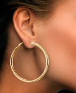 Load image into Gallery viewer, 18K Yellow Gold over Sterling Silver Large Round Hoop Earrings with Omega Back, Made in Italy_I_Heart_1
