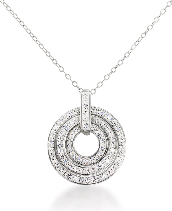 Platinum over Sterling Silver 1/2 CT. T.W. Simulated Diamond Concentric Circle Pendant, 18"_I_Heart_1