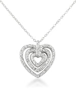 Cargar imagen en el visor de la galería, Platinum over Sterling Silver_1/2 CT. T.W. Simulated Diamond Concentric Heart Pendant, 18&quot; I_Heart_1
