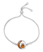 Cargar imagen en el visor de la galería, Platinum over Sterling Silver Amber Rosa™ Genuine Cognac Amber Night Owl Bolo Bracelet_I_Heart_1
