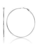 Load image into Gallery viewer, Platinum over Sterling Silver_Extra Large High Polished Thin Round Hoop Earrings with Omega Back, Made in Italy_I_Heart_2
